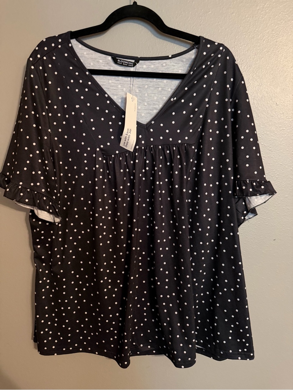 BloomChic Polka Dot Babydoll Top 18-20 NWT Ruffle Sleeve Plus Size